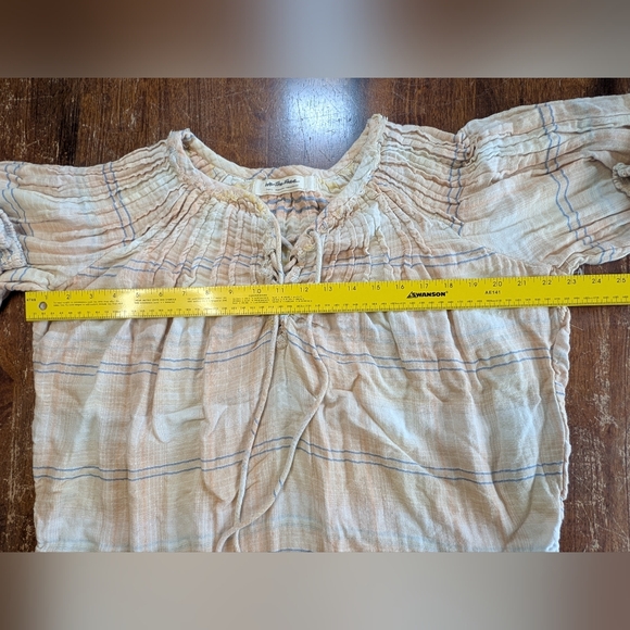 We The Free Boho Top Womens Small Plaid Loose Flowy Oversized Peasant Shirt Used - Picture 3 of 8